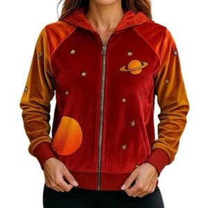 Aviator Nation Galaxy Red Velvet Hoodie NWT rare